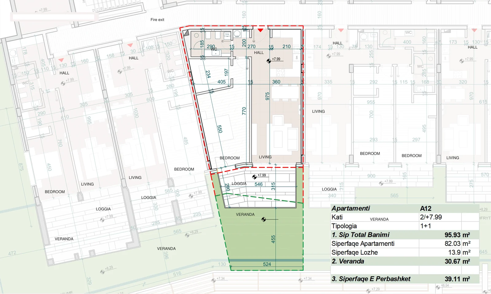 Sylvie — floor plan, 1+1, Floor 2, Green Coast G17